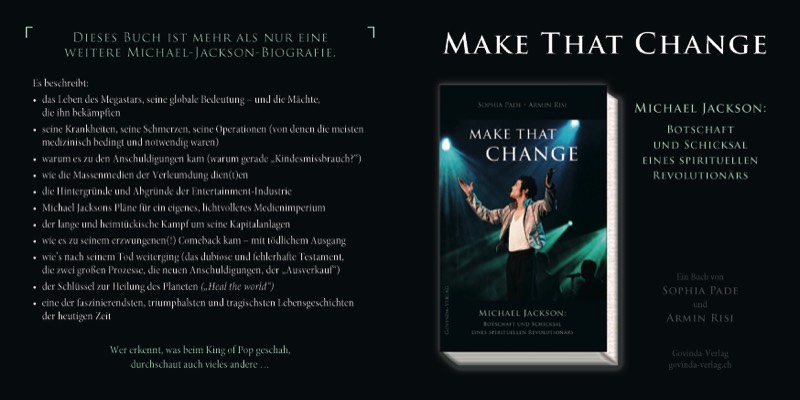 Pade & Risi – Make That Change · Michael Jackson | Buchprospekt Vorne